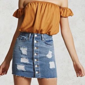 Jolt denim button down mini skirt